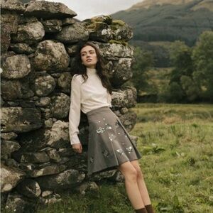 Statements by Esther Embroidered A-Line Skirt in Gray